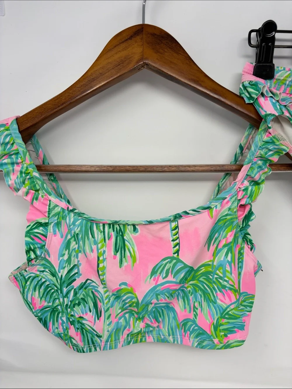 Lilly Pulitzer Girl’s Pink Palm Print Ruffle Bikini Set Size 14